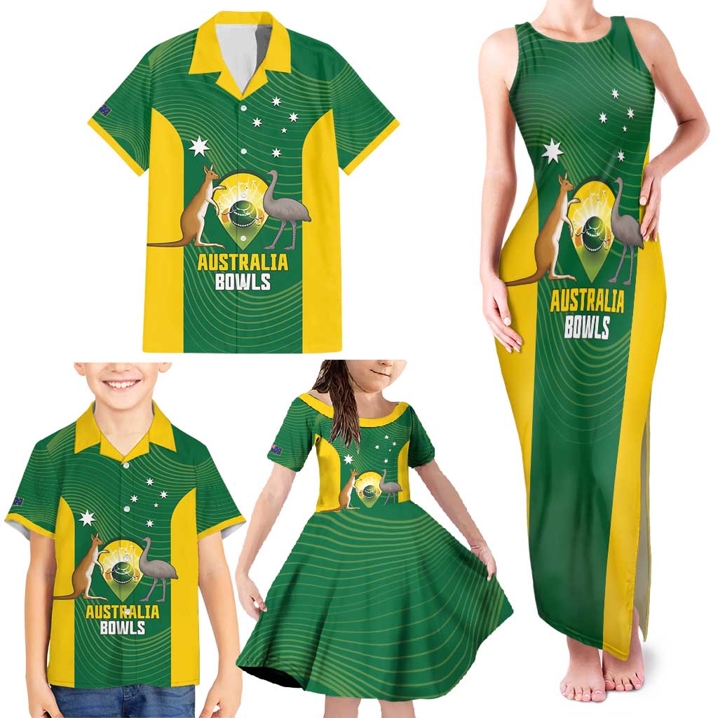 Custom Bowls Australia Family Matching Tank Maxi Dress and Hawaiian Shirt National Color Curve Sporty - Aussie Hoodie