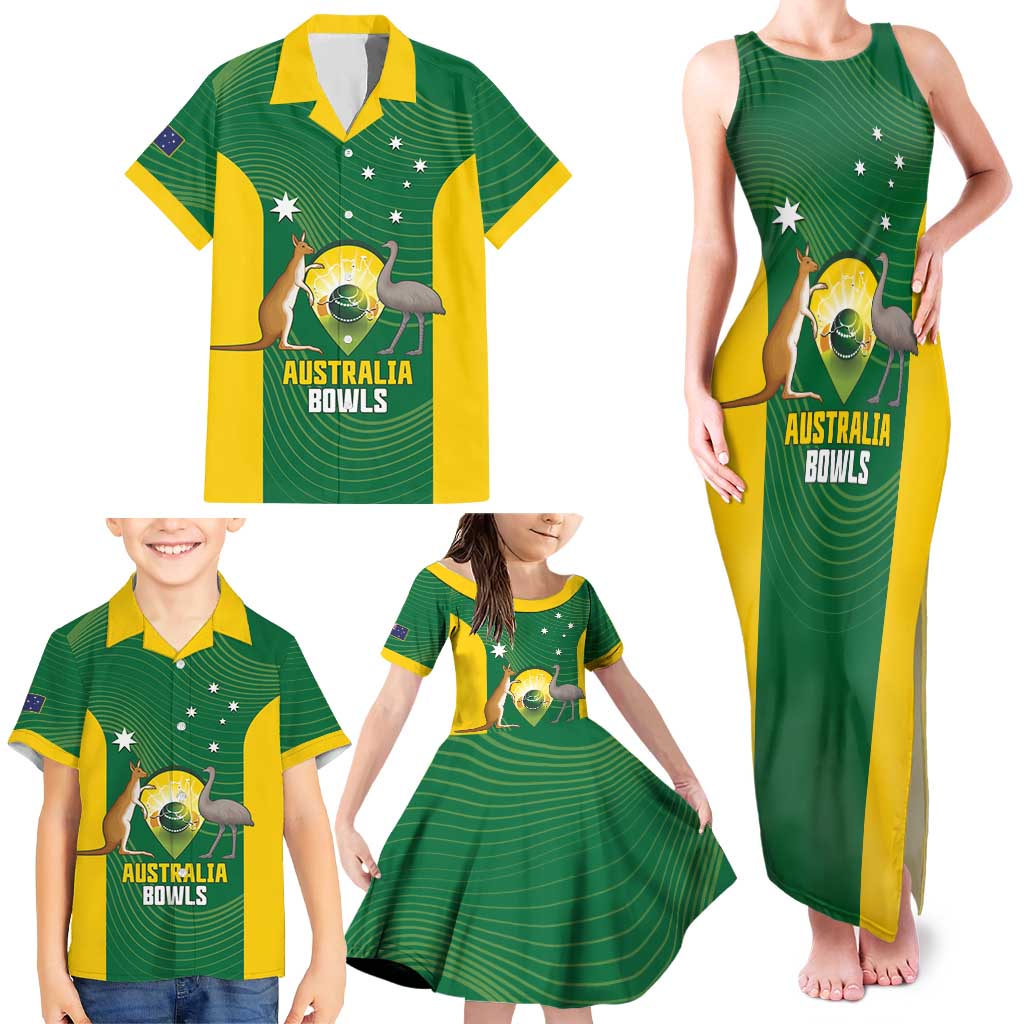 Custom Bowls Australia Family Matching Tank Maxi Dress and Hawaiian Shirt National Color Curve Sporty - Aussie Hoodie