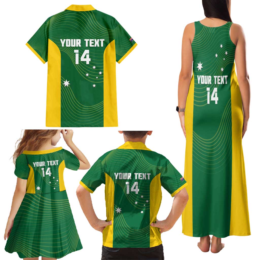 Custom Bowls Australia Family Matching Tank Maxi Dress and Hawaiian Shirt National Color Curve Sporty - Aussie Hoodie