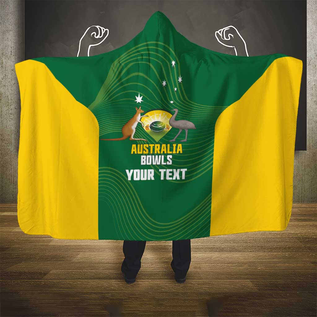 Custom Bowls Australia Hooded Blanket National Color Curve Sporty - Aussie Hoodie