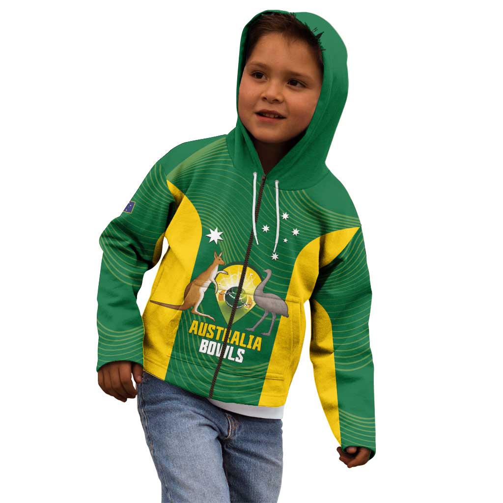 Custom Bowls Australia Kid Hoodie National Color Curve Sporty - Aussie Hoodie