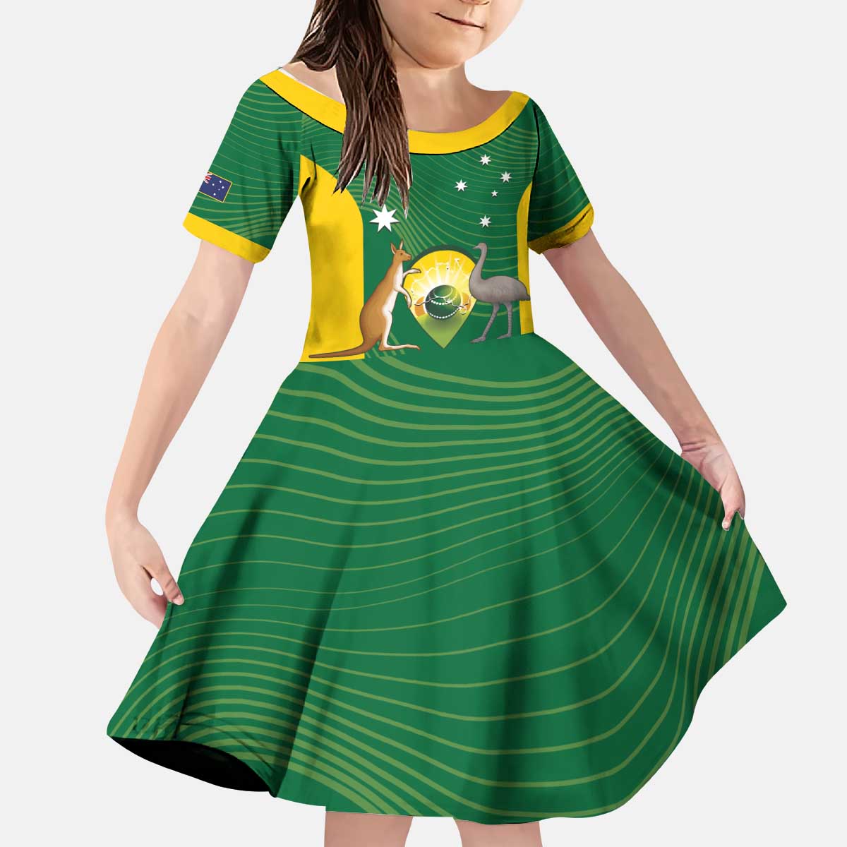 Custom Bowls Australia Kid Short Sleeve Dress National Color Curve Sporty - Aussie Hoodie