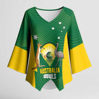 Custom Bowls Australia Kimono Sleeve Blouse National Color Curve Sporty - Aussie Hoodie