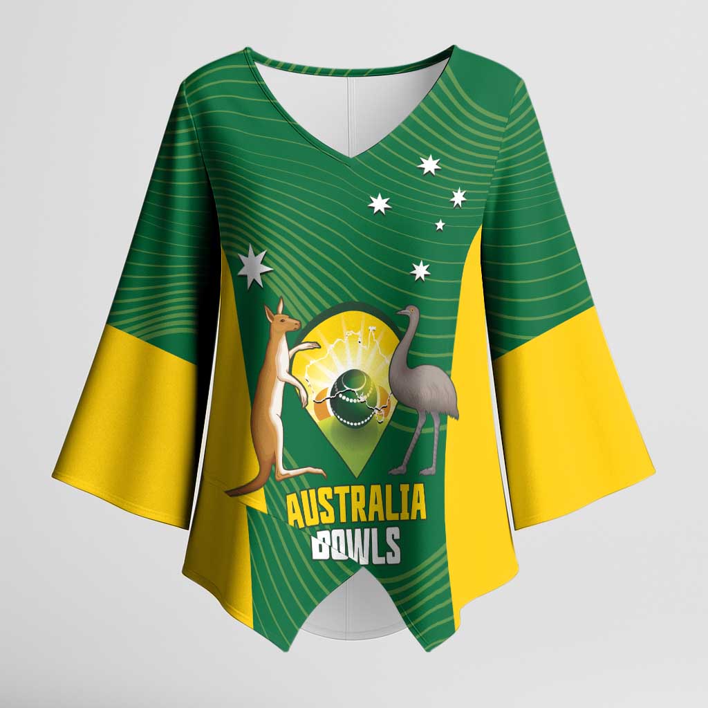 Custom Bowls Australia Kimono Sleeve Blouse National Color Curve Sporty - Aussie Hoodie