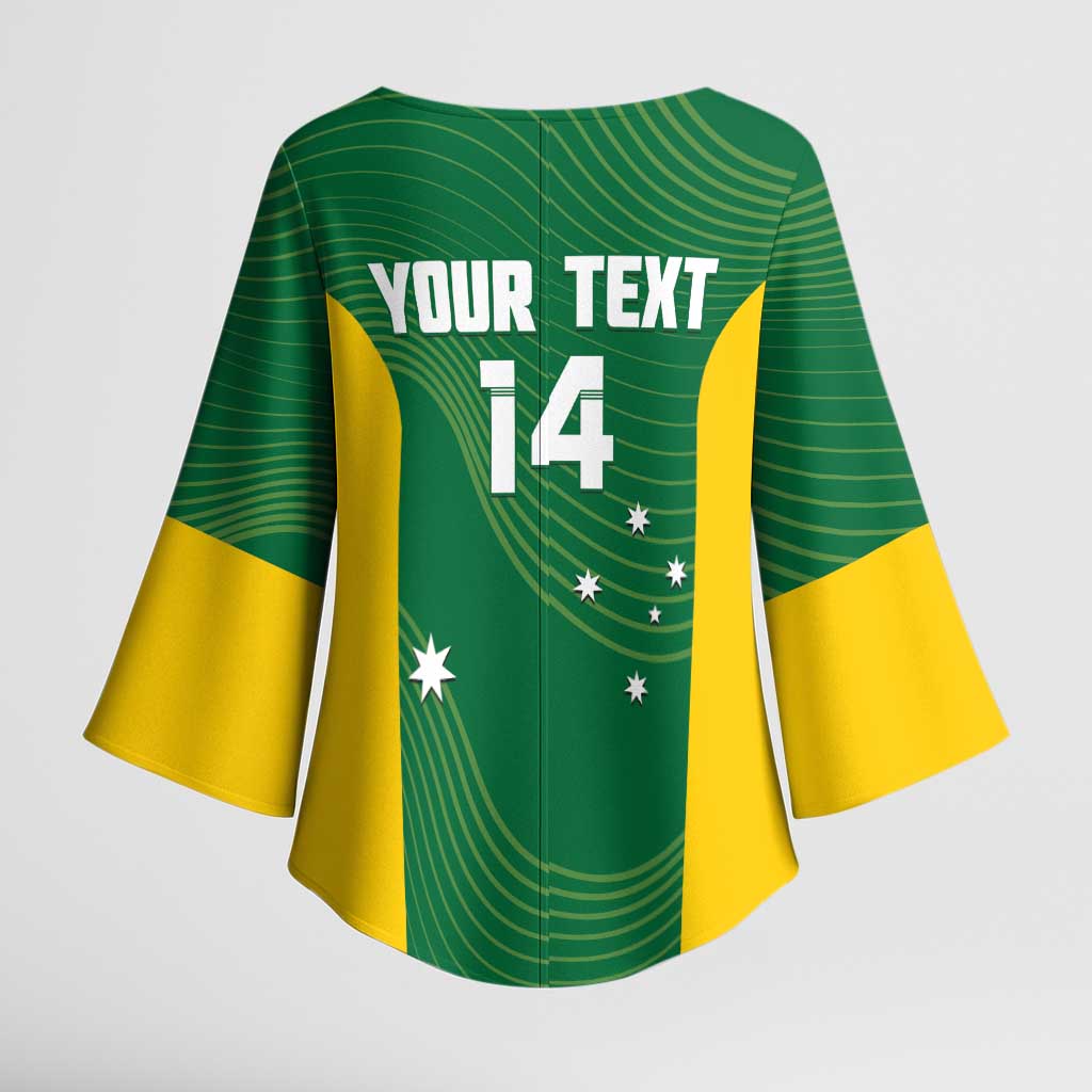 Custom Bowls Australia Kimono Sleeve Blouse National Color Curve Sporty - Aussie Hoodie