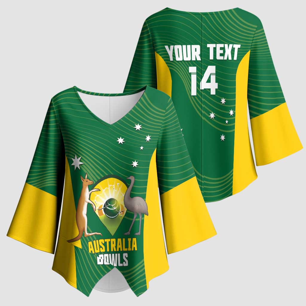 Custom Bowls Australia Kimono Sleeve Blouse National Color Curve Sporty - Aussie Hoodie