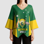 Custom Bowls Australia Kimono Sleeve Blouse National Color Curve Sporty - Aussie Hoodie