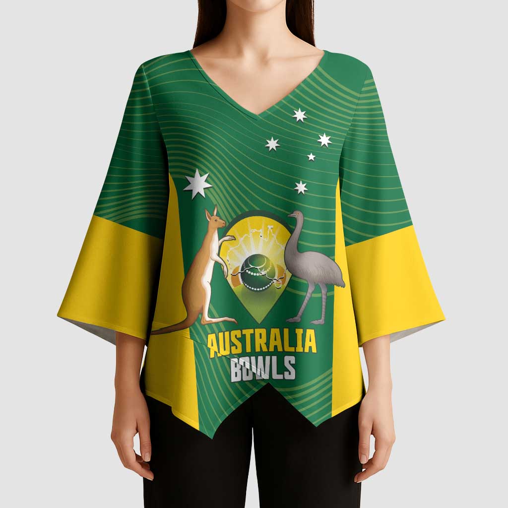 Custom Bowls Australia Kimono Sleeve Blouse National Color Curve Sporty - Aussie Hoodie