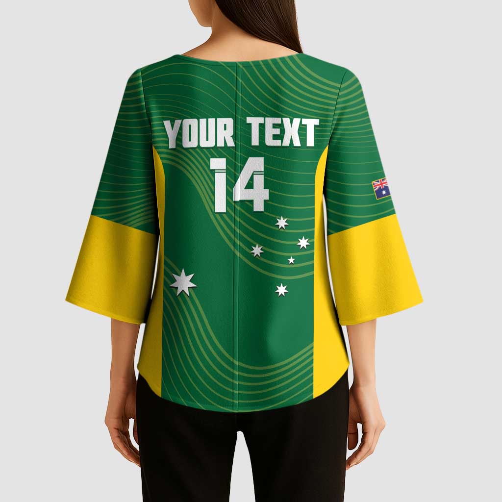 Custom Bowls Australia Kimono Sleeve Blouse National Color Curve Sporty - Aussie Hoodie