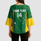 Custom Bowls Australia Kimono Sleeve Blouse National Color Curve Sporty - Aussie Hoodie