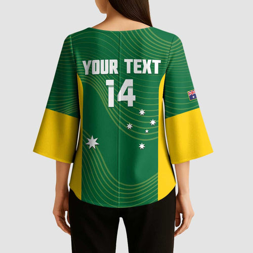 Custom Bowls Australia Kimono Sleeve Blouse National Color Curve Sporty - Aussie Hoodie