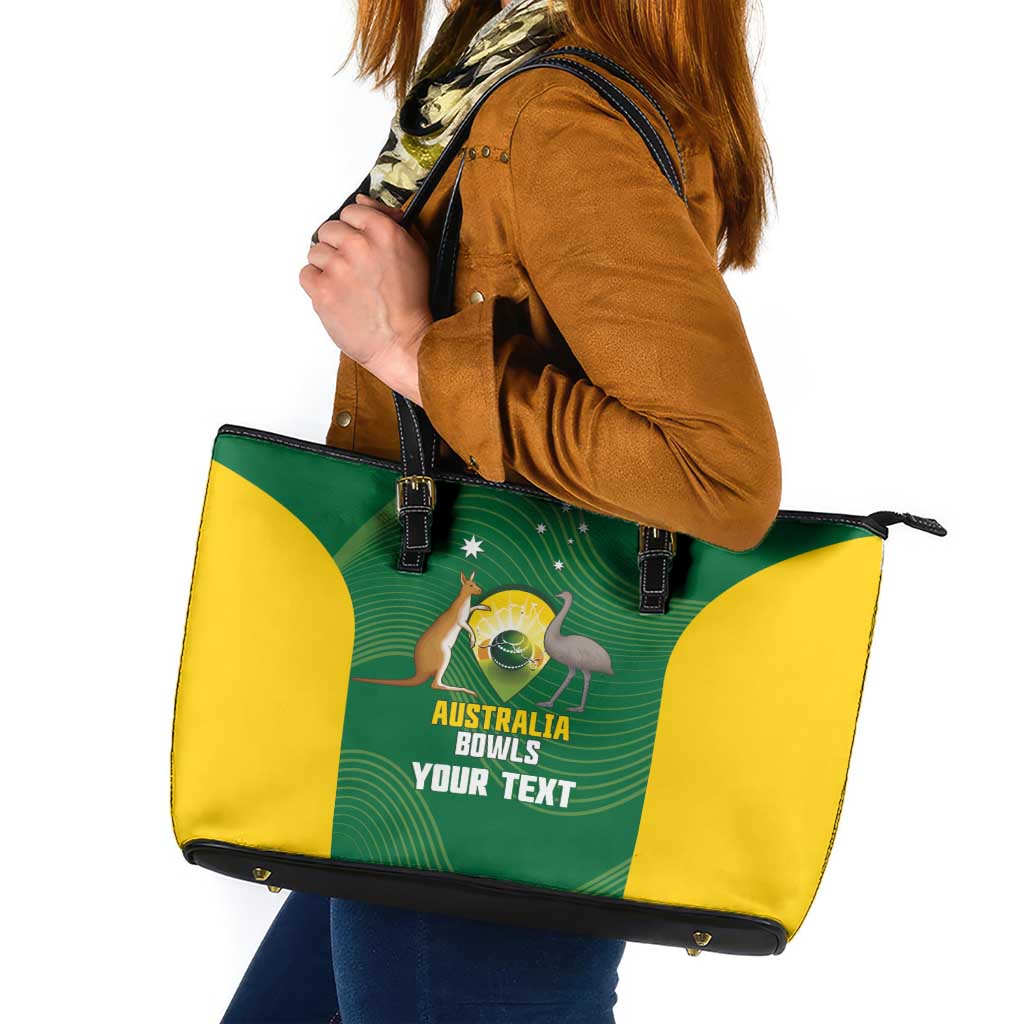 Custom Bowls Australia Leather Tote Bag National Color Curve Sporty - Aussie Hoodie
