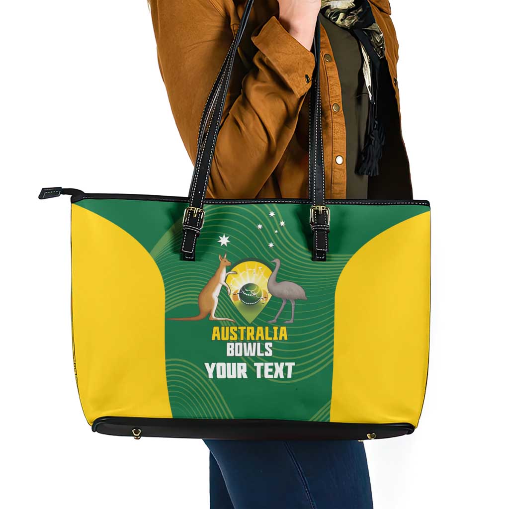 Custom Bowls Australia Leather Tote Bag National Color Curve Sporty - Aussie Hoodie