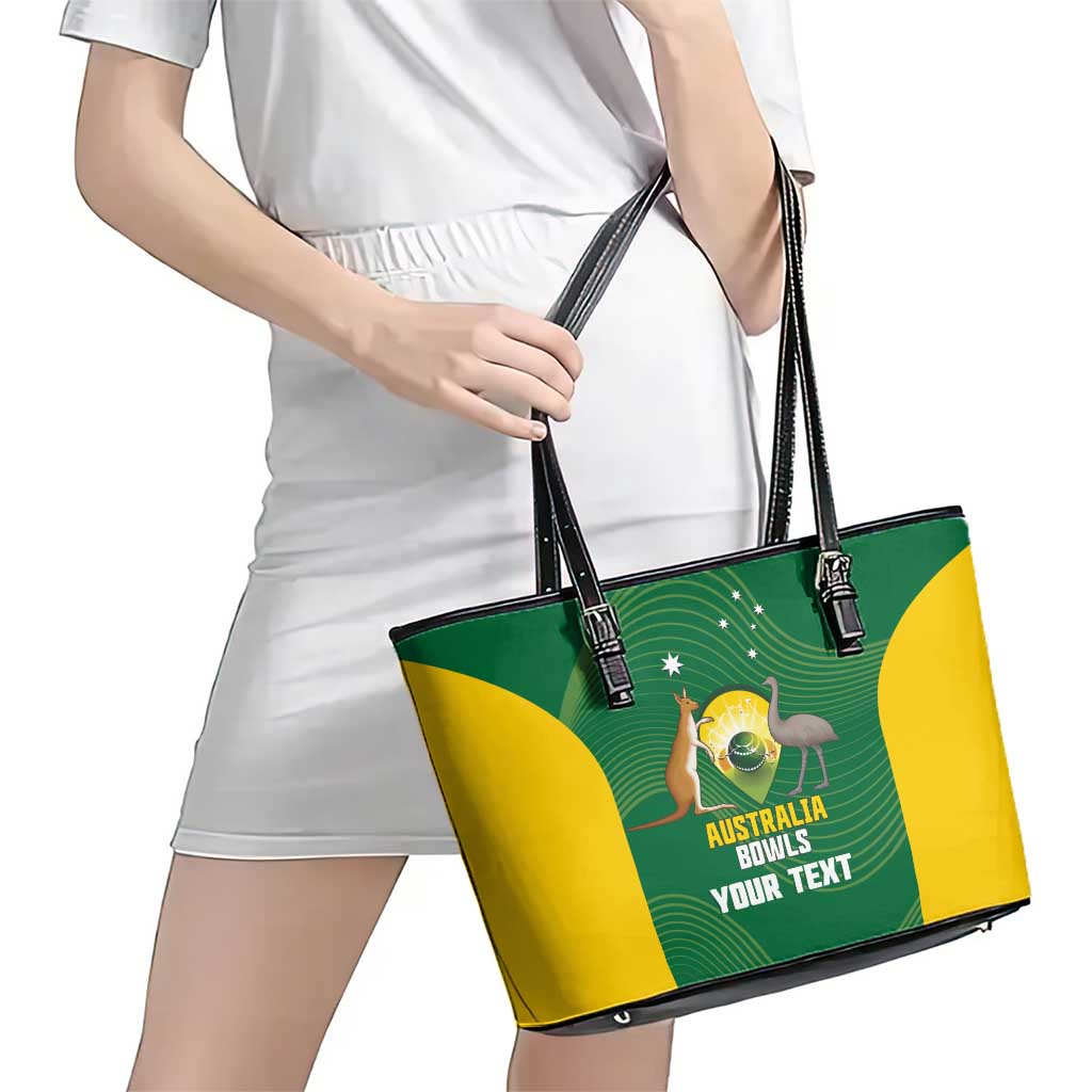 Custom Bowls Australia Leather Tote Bag National Color Curve Sporty - Aussie Hoodie