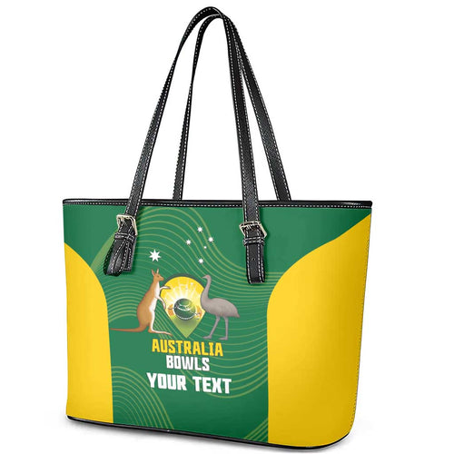 Custom Bowls Australia Leather Tote Bag National Color Curve Sporty - Aussie Hoodie