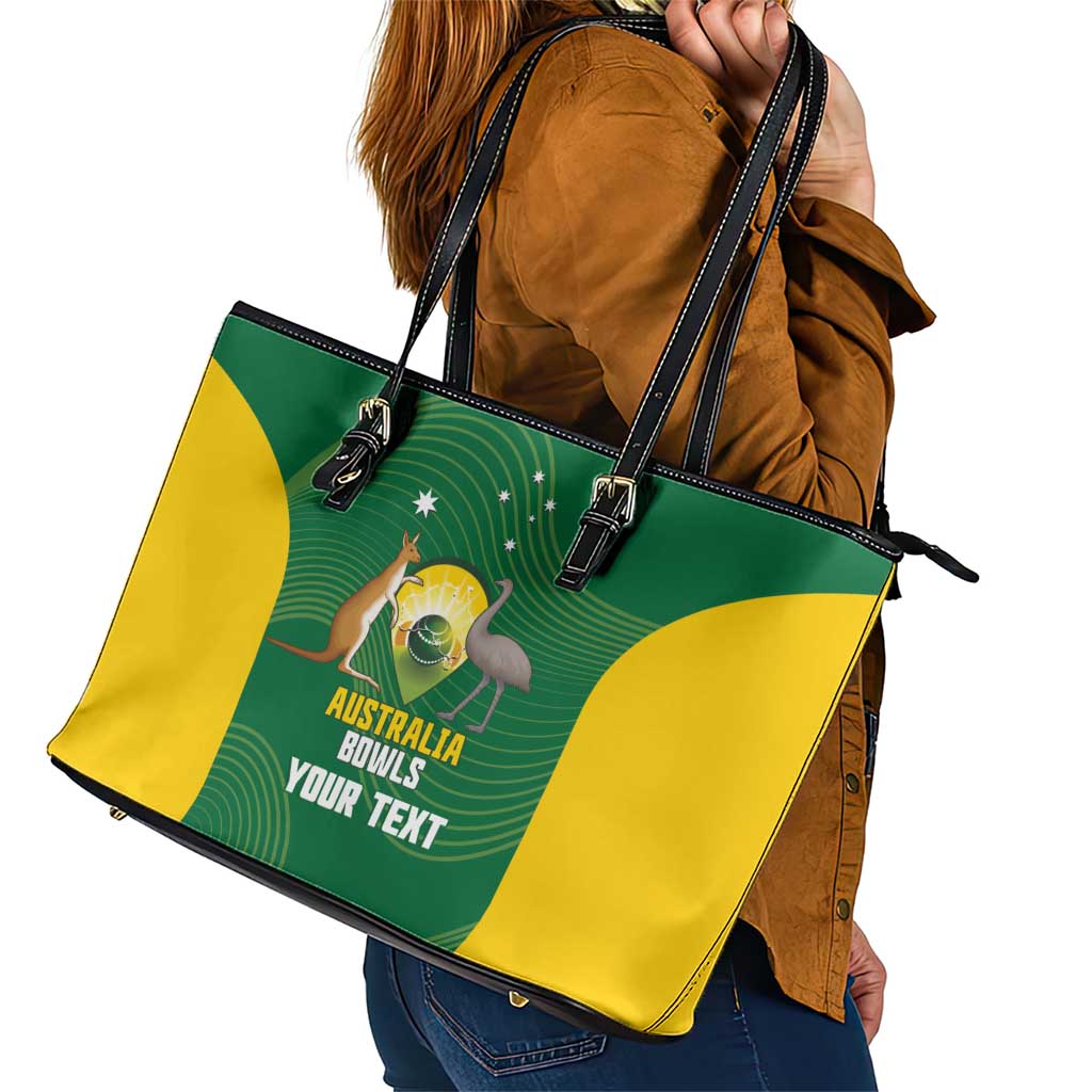 Custom Bowls Australia Leather Tote Bag National Color Curve Sporty - Aussie Hoodie