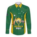 Custom Bowls Australia Long Sleeve Button Shirt National Color Curve Sporty - Aussie Hoodie