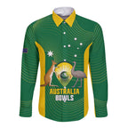 Custom Bowls Australia Long Sleeve Button Shirt National Color Curve Sporty - Aussie Hoodie
