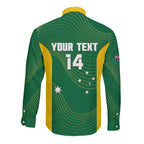 Custom Bowls Australia Long Sleeve Button Shirt National Color Curve Sporty - Aussie Hoodie