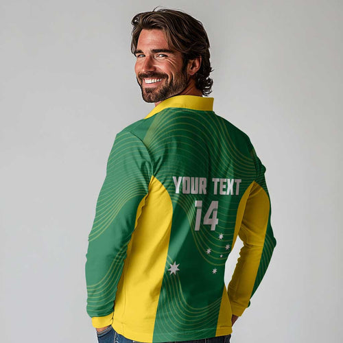 Custom Bowls Australia Long Sleeve Polo Shirt National Color Curve Sporty - Aussie Hoodie