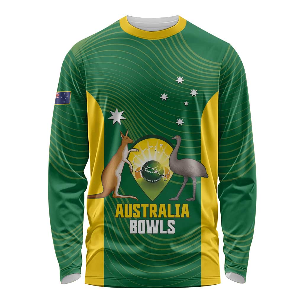 Custom Bowls Australia Long Sleeve Shirt National Color Curve Sporty - Aussie Hoodie