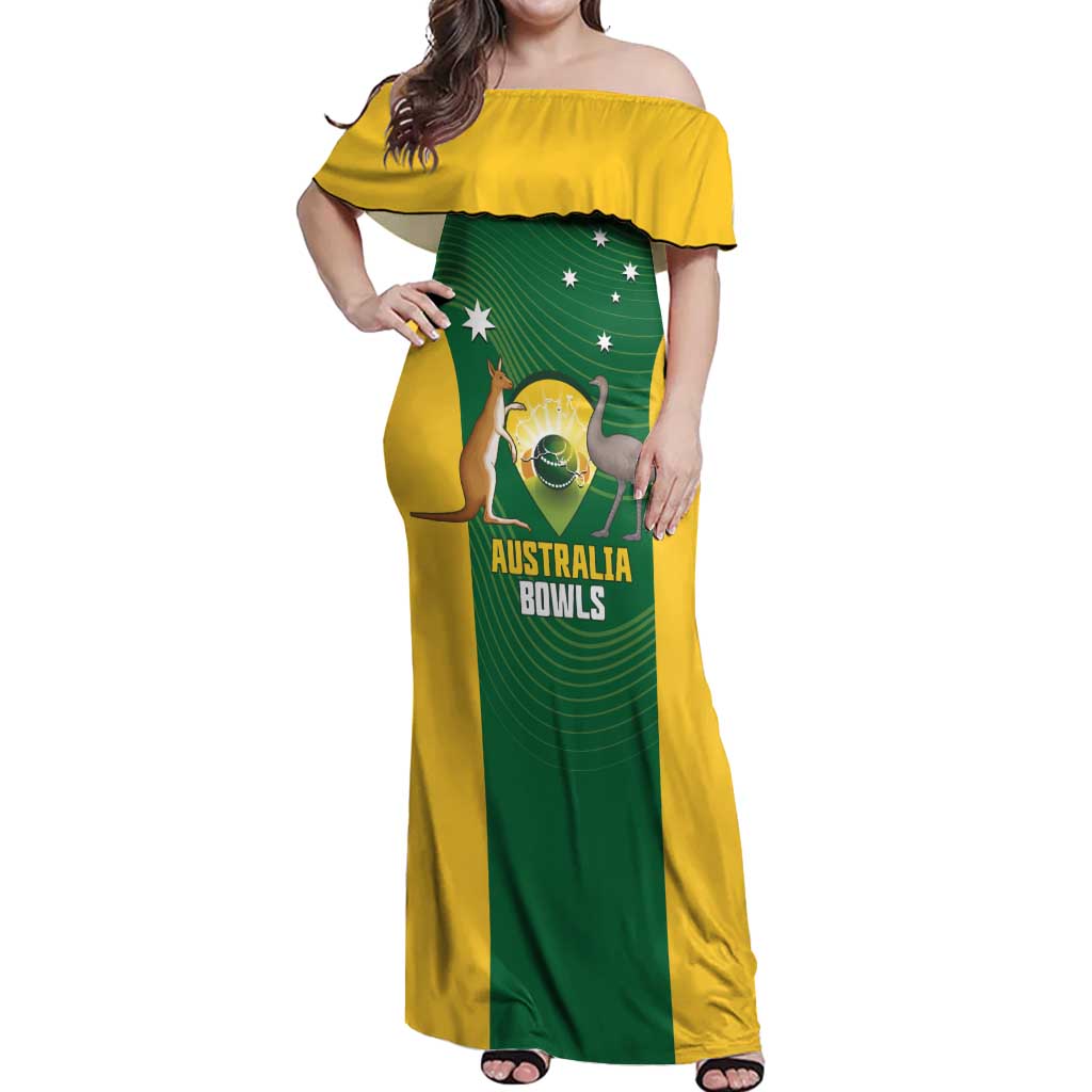 Custom Bowls Australia Off Shoulder Maxi Dress National Color Curve Sporty - Aussie Hoodie