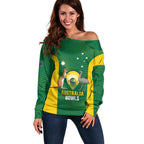 Custom Bowls Australia Off Shoulder Sweater National Color Curve Sporty - Aussie Hoodie