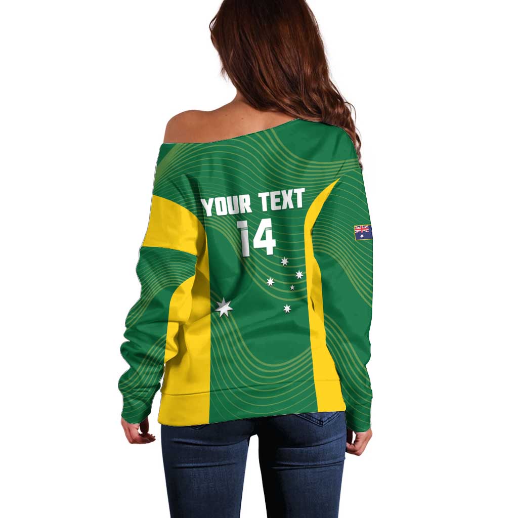 Custom Bowls Australia Off Shoulder Sweater National Color Curve Sporty - Aussie Hoodie
