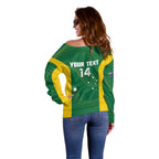 Custom Bowls Australia Off Shoulder Sweater National Color Curve Sporty - Aussie Hoodie