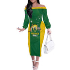 Custom Bowls Australia Off The Shoulder Long Sleeve Dress National Color Curve Sporty - Aussie Hoodie