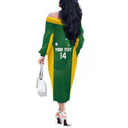 Custom Bowls Australia Off The Shoulder Long Sleeve Dress National Color Curve Sporty - Aussie Hoodie