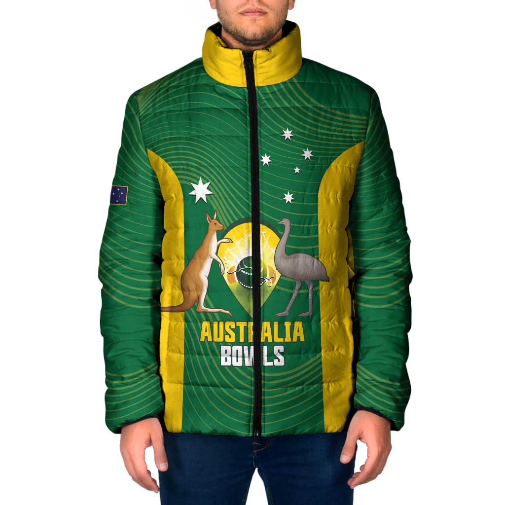 Custom Bowls Australia Padded Jacket National Color Curve Sporty - Aussie Hoodie