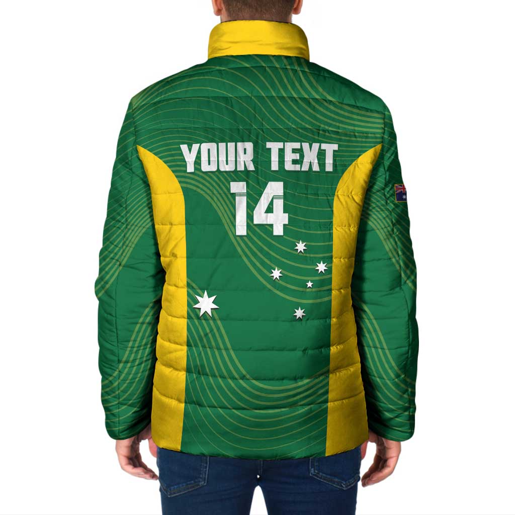 Custom Bowls Australia Padded Jacket National Color Curve Sporty - Aussie Hoodie