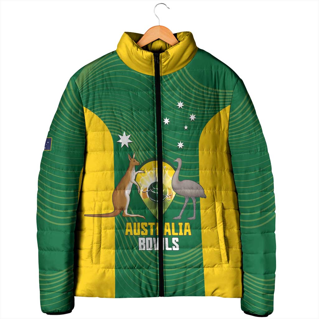 Custom Bowls Australia Padded Jacket National Color Curve Sporty - Aussie Hoodie