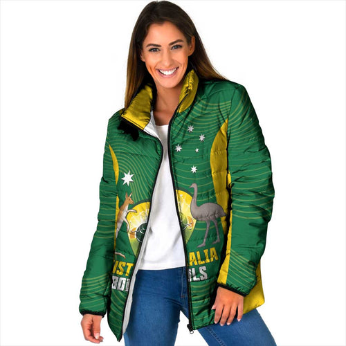 Custom Bowls Australia Padded Jacket National Color Curve Sporty - Aussie Hoodie