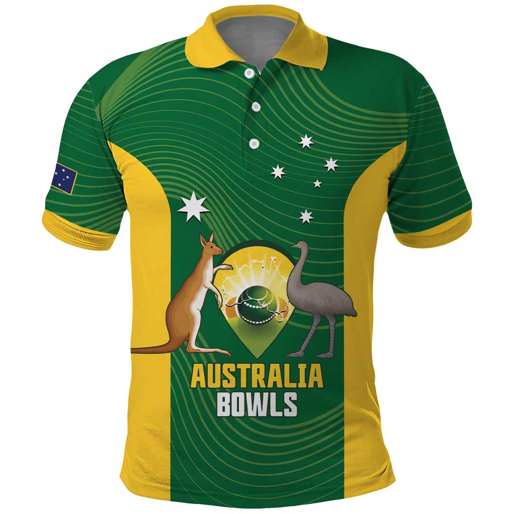Custom Bowls Australia Polo Shirt National Color Curve Sporty - Aussie Hoodie