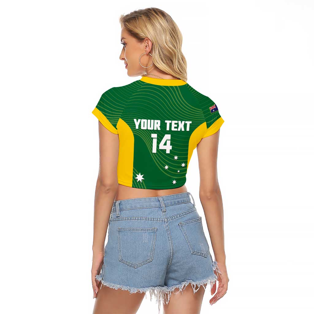 Custom Bowls Australia Raglan Cropped T Shirt National Color Curve Sporty - Aussie Hoodie