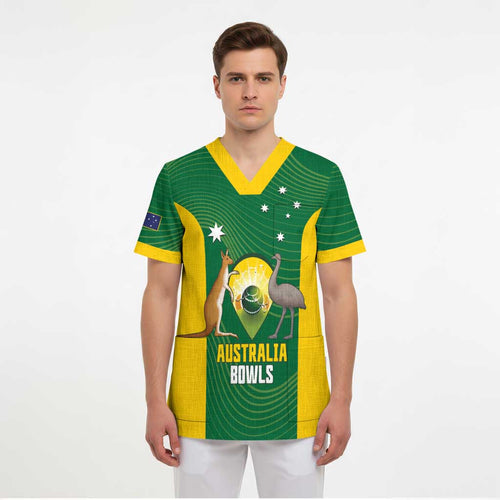 Custom Bowls Australia Scrub Top National Color Curve Sporty - Aussie Hoodie