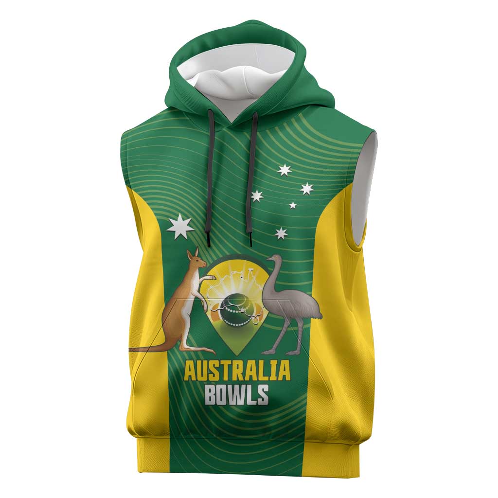 Custom Bowls Australia Sleeveless Hoodie National Color Curve Sporty - Aussie Hoodie