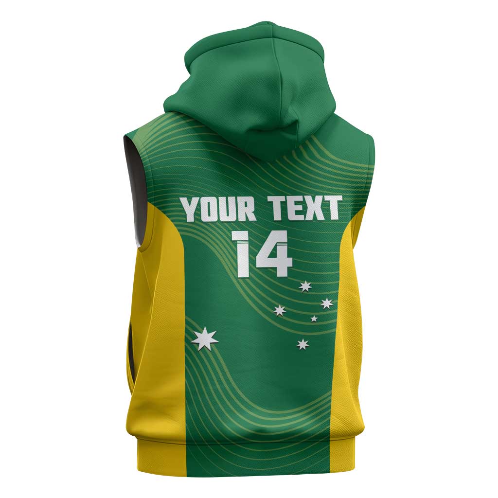 Custom Bowls Australia Sleeveless Hoodie National Color Curve Sporty - Aussie Hoodie