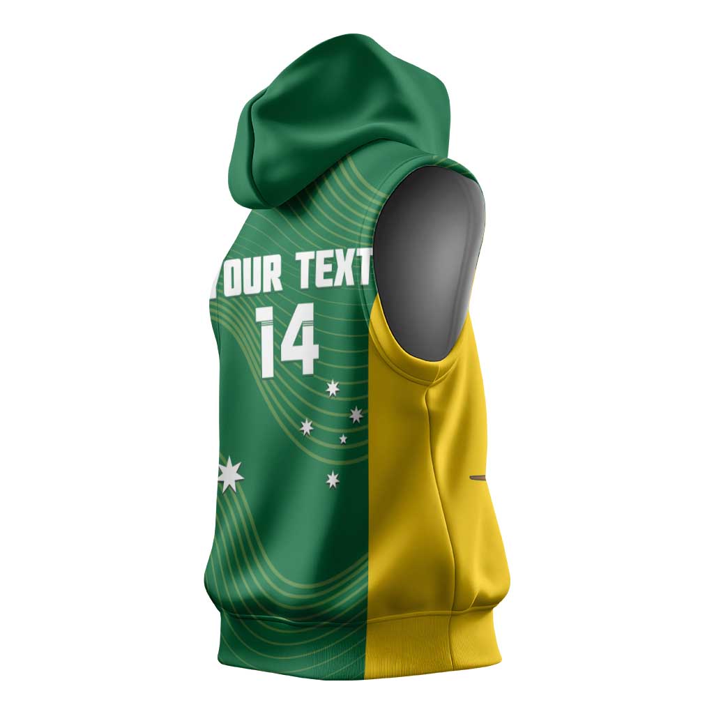 Custom Bowls Australia Sleeveless Hoodie National Color Curve Sporty - Aussie Hoodie