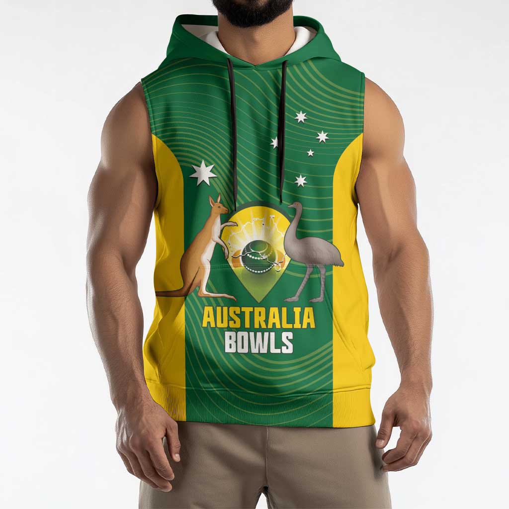 Custom Bowls Australia Sleeveless Hoodie National Color Curve Sporty - Aussie Hoodie