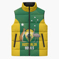 Custom Bowls Australia Sleeveless Puffer Jacket National Color Curve Sporty - Aussie Hoodie