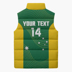 Custom Bowls Australia Sleeveless Puffer Jacket National Color Curve Sporty - Aussie Hoodie