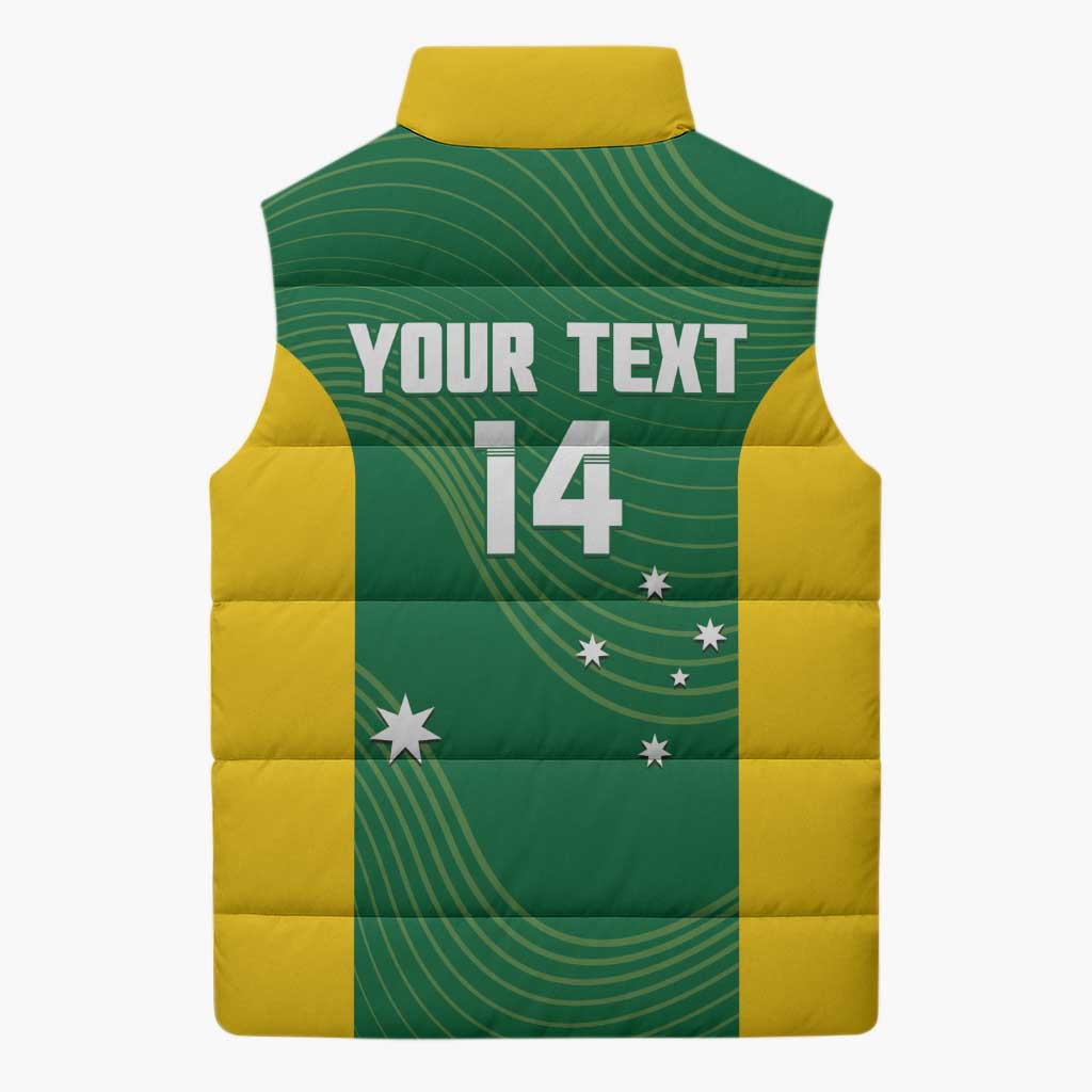 Custom Bowls Australia Sleeveless Puffer Jacket National Color Curve Sporty - Aussie Hoodie