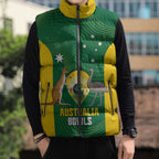Custom Bowls Australia Sleeveless Puffer Jacket National Color Curve Sporty - Aussie Hoodie