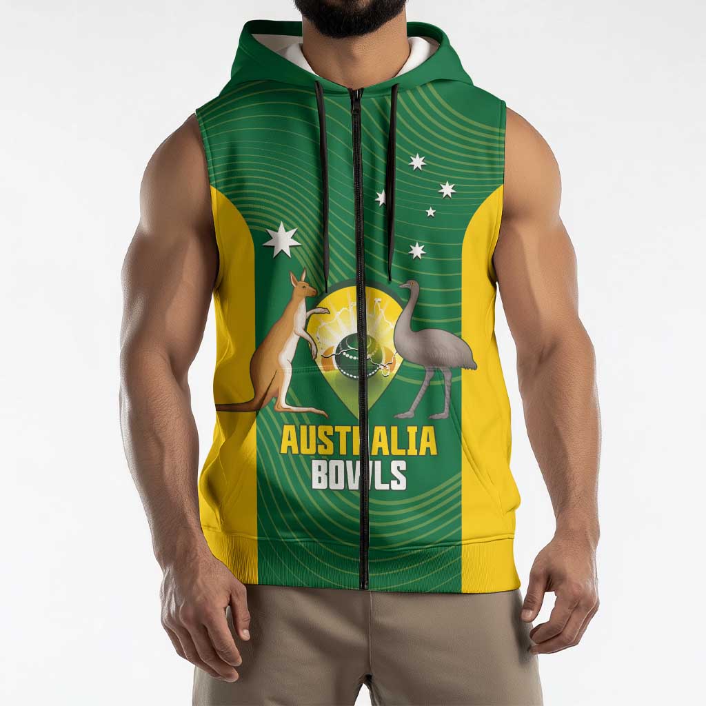 Custom Bowls Australia Sleeveless Zip Hoodie National Color Curve Sporty LT14