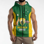 Custom Bowls Australia Sleeveless Zip Hoodie National Color Curve Sporty LT14