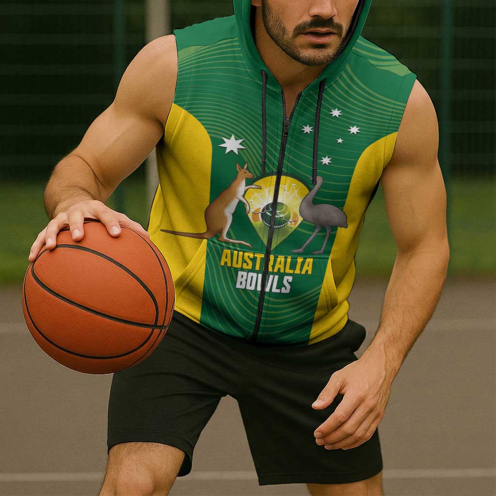 Custom Bowls Australia Sleeveless Zip Hoodie National Color Curve Sporty LT14