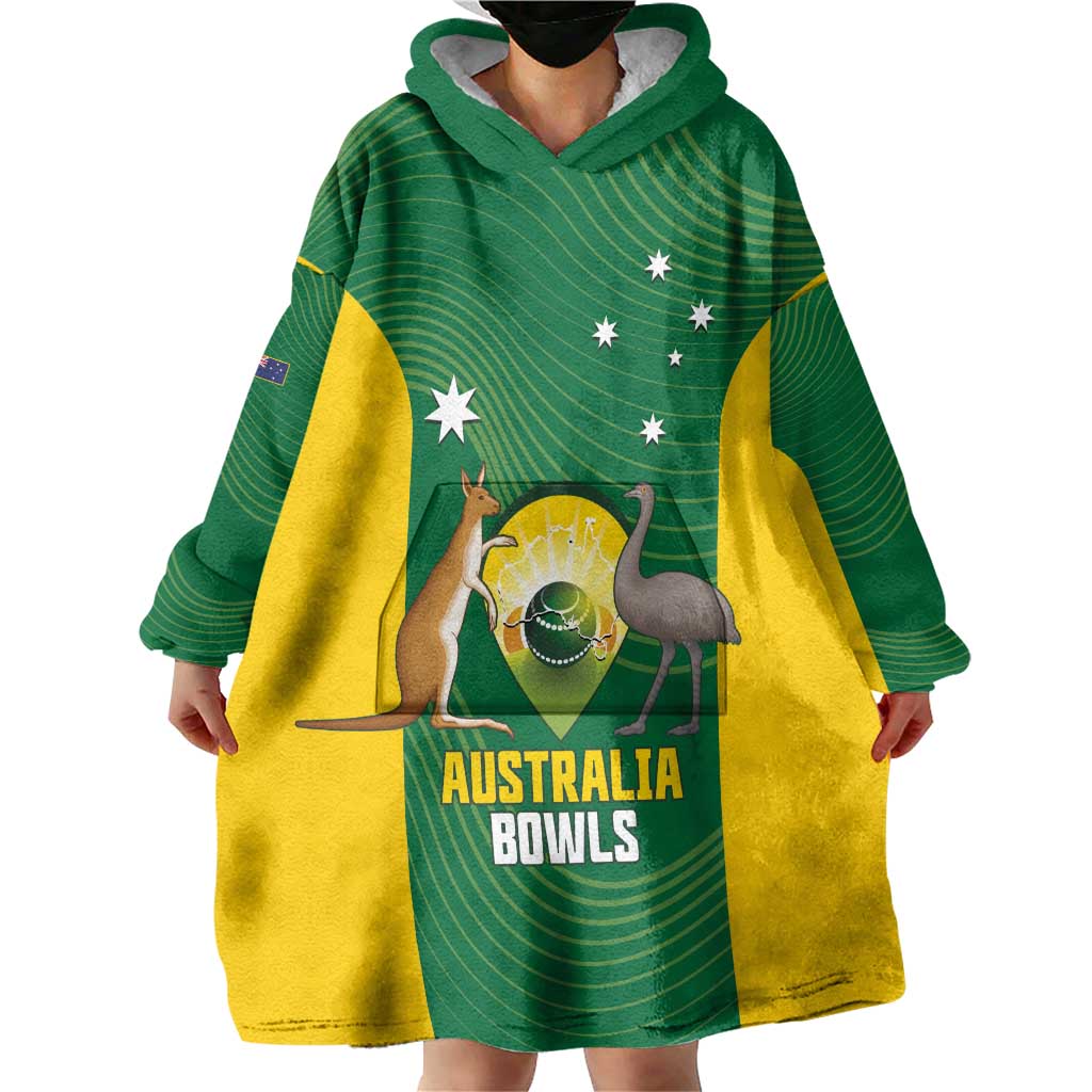 Custom Bowls Australia Wearable Blanket Hoodie National Color Curve Sporty - Aussie Hoodie